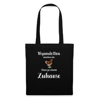Wyandotten Huhn I Henne Ei Hahn Motiv für - Stoffbeutel - Schwarz - Vorne