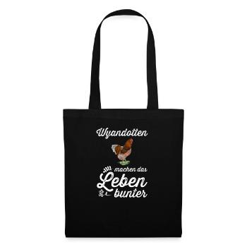 Wyandotten Huhn I Henne Ei Hahn Motiv für - Stoffbeutel - Schwarz - Vorne