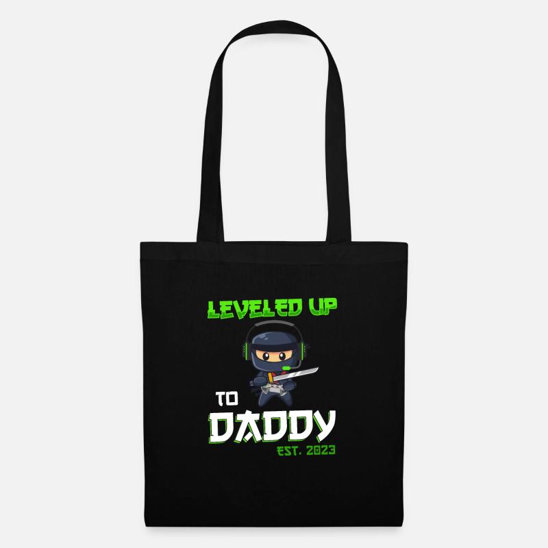 Leveled Up To Daddy 2023 Werdender Vater - Stoffbeutel - Schwarz
