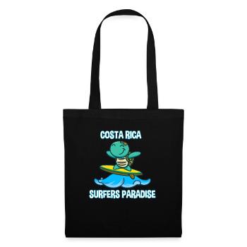 Schildkröte auf Surfbrett im Kawaii-Stil - Costa R - Stoffbeutel - Schwarz - Vorne