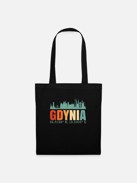 Polen Gdynia Skyline - Stoffbeutel - Schwarz