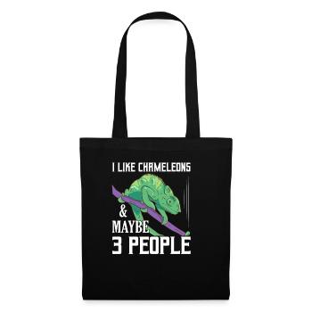 I Like Chameleons & Maybe 3 People Reptile Lizard - Stoffbeutel - Schwarz - Vorne