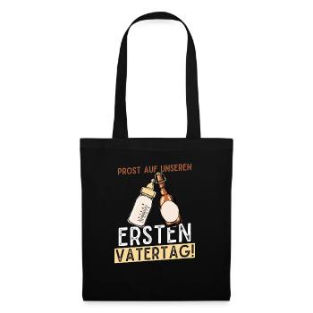 Unser erster Vatertag mit Bier und Milchflasche - Stoffbeutel - Schwarz - Vorne