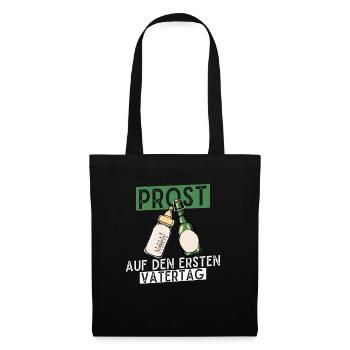 Prost Auf Den Ersten Vatertag mit Bier und - Stoffbeutel - Schwarz - Vorne