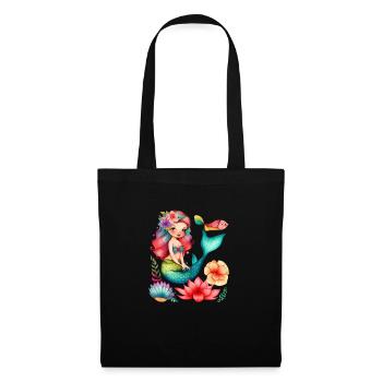 Mignonne Sirène Fille Femme Maman Anniversaire Sirène - Sac en tissu - noir - Devant