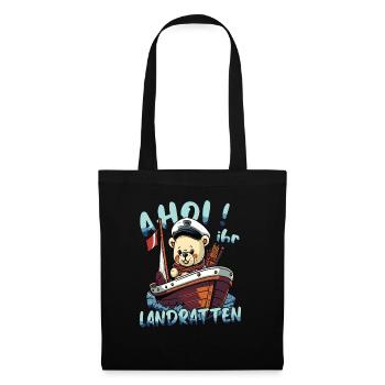 Illustration du capitaine pour petit ours en peluche de chien de mer - Sac en tissu - noir - Devant