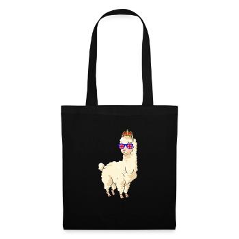 Lama Queen Elizabeth II British Crown Alpaca - Tote Bag - black - Front