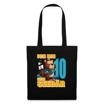 Kapitän Ich Bin 10 Und Schon Seebär - Stoffbeutel - Schwarz - Vorne