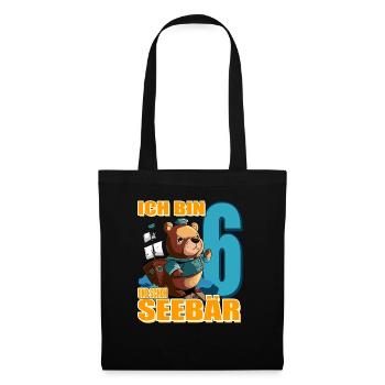 Kapitän Ich Bin 6 Und Schon Seebär - Stoffbeutel - Schwarz - Vorne