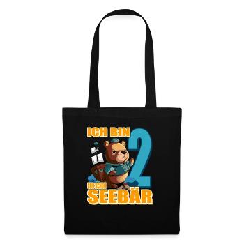 Kapitän Ich Bin 2 Und Schon Seebär - Stoffbeutel - Schwarz - Vorne