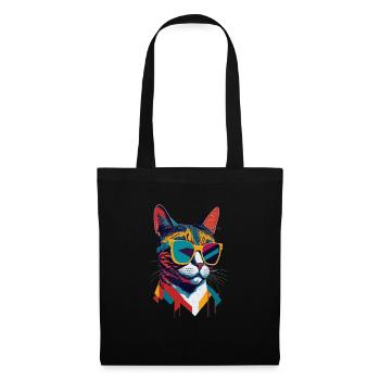 Retro Cool Cat: Vintage Vibes and Feline Flair - Stoffbeutel - Schwarz - Vorne