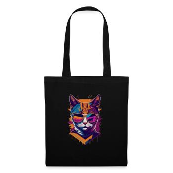 Retro Cool Cat: Vintage Vibes and Feline Flair - Stoffbeutel - Schwarz - Vorne