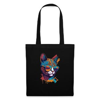 Retro Cool Cat: Vintage Vibes and Feline Flair - Stoffbeutel - Schwarz - Vorne