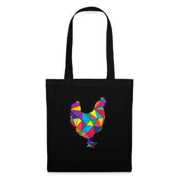 Poulet à faible poly géométrie Poulet - Sac en tissu - noir - Devant