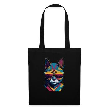 Vintage Vibes and Feline Flair Retro Cool Cat - Stoffbeutel - Schwarz - Vorne