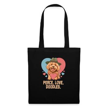 Peace Love Doodles Goldendoodle Chien Papa Doodle - Sac en tissu - noir - Devant