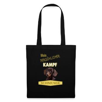 Mein persönlicher Kampfschmuser - Dackel - Stoffbeutel - Schwarz - Vorne