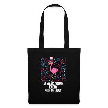 4th Of July Always Drunk Funny Flamingo US Flag - Tote Bag - black - Front