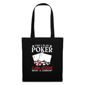 Yes I Play A Poker Like A Girl Poker Playing Cards - Stoffbeutel - Schwarz - Vorne