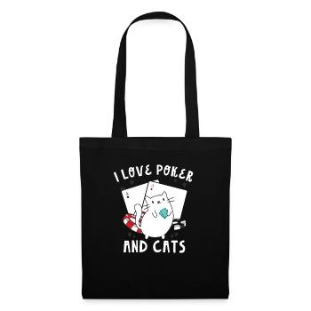 I Love Poker And Cats Play Cards Aces Spades Texas - Tote Bag - black - Front