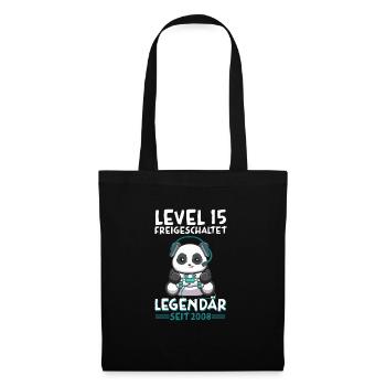 Level 15 Jahre Geburtstagsshirt Panda Gamer - Stoffbeutel - Schwarz - Vorne
