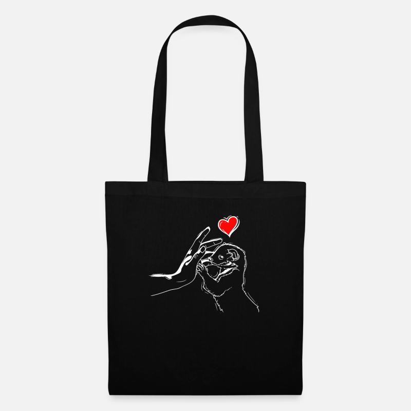 Weasel heart with weasel holding hands - Tote Bag - black