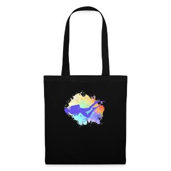 Diving Retro Watercolor Underwater Apnea Diver - Tote Bag - black - Front
