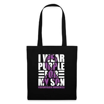 Je porte du violet pour mon fils - Sac en tissu - noir - Devant