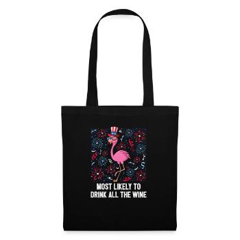 4th Of July Likely To Drink Wine American Flag - Tote Bag - black - Front