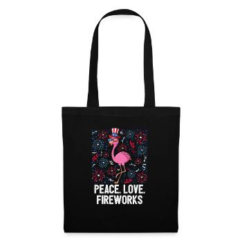 4th Of July Peace Love Fireworks USA Flag Freedom - Stoffbeutel - Schwarz - Vorne