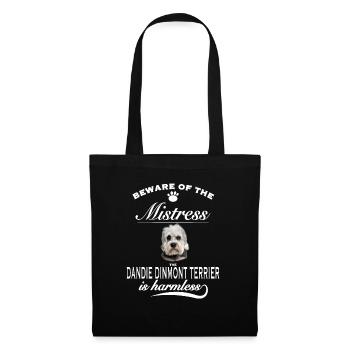 Beware mistress, harmless Dandie Dinmont Terrier - Stoffbeutel - Schwarz - Vorne