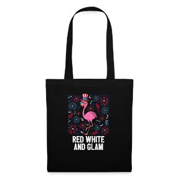 4th Of July Red White And Glam USA Flag Flamingo - Stoffbeutel - Schwarz - Vorne