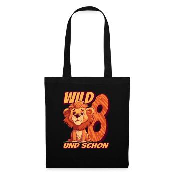 Wild und schon 8 Jahre - 8. Geburtstag Löwe - Stoffbeutel - Schwarz - Vorne