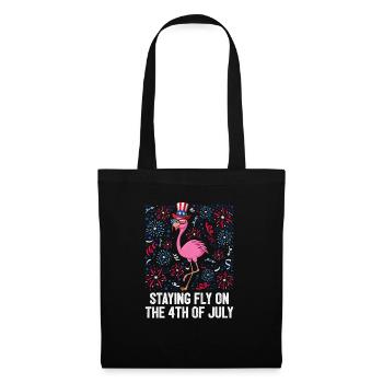 Rester voler 4 juillet Drapeau américain USA Flamant rose - Sac en tissu - noir - Devant