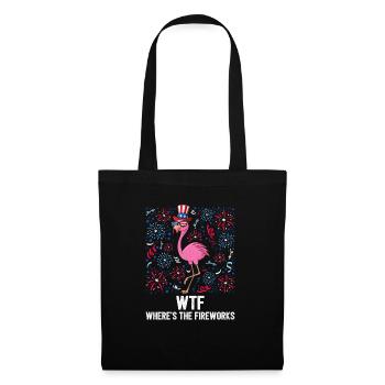 4 juillet WTF Où est le feu d’artifice flamant rose - Sac en tissu - noir - Devant