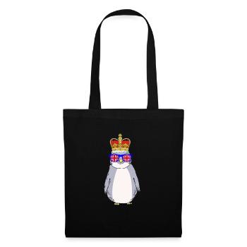 Pingouin porte la couronne Angleterre - Sac en tissu - noir - Devant