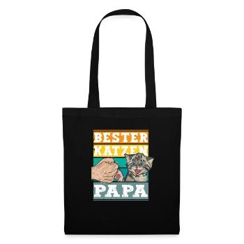 Retro Bester Katzen Papa - Katze Katzenpapa - Stoffbeutel - Schwarz - Vorne