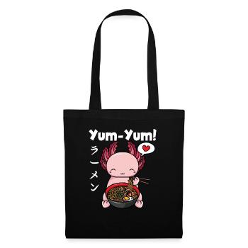 Anime Axolotl Ramen Nudeln Manga Kawaii - Stoffbeutel - Schwarz - Vorne
