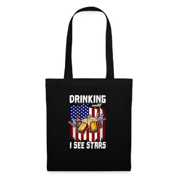 4th Of July Drinking Until I See Stars USA Flag - Tote Bag - black - Front