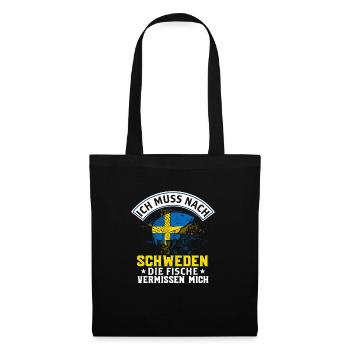 Ich Muss Nach Schweden Die Fische Vermissen Mich - Stoffbeutel - Schwarz - Vorne