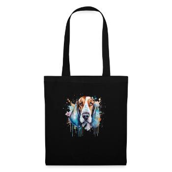 Basset Hound - Stoffbeutel - Schwarz - Vorne