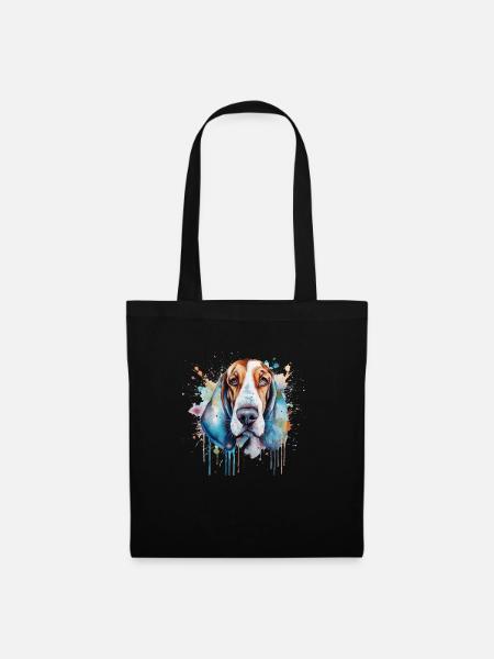 Basset Hound - Stoffbeutel - Schwarz
