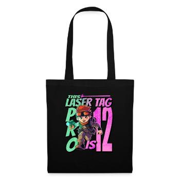 Finally 12 years old – Lasertag birthday - Tote Bag - black - Front