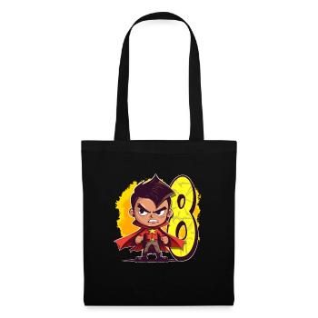 8 ans Super-héros et Action Fête d’anniversaire des enfants - Sac en tissu - noir - Devant