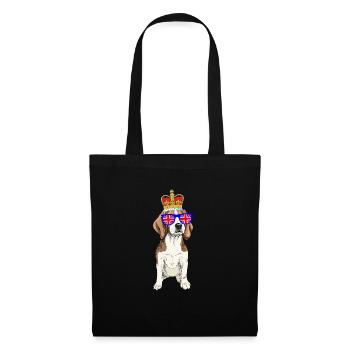 Beagle Dog Reine Elizabeth II Couronne britannique - Sac en tissu - noir - Devant