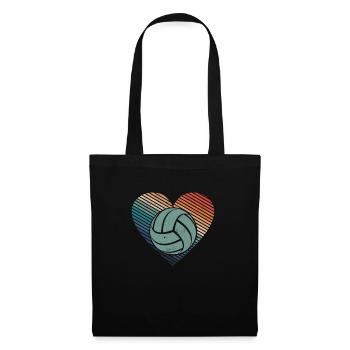 Beach Volleyball Silhouette Vintage Heart Retro - Tote Bag - black - Front