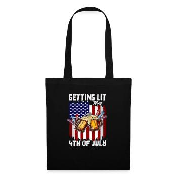Getting Lit This 4th Of July Day Drinking US Flag - Tote Bag - black - Front