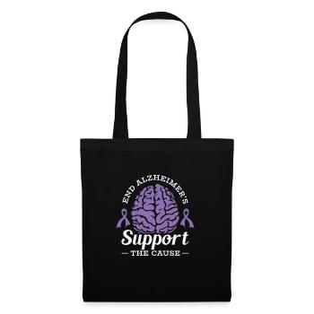 Alzheimer-Bewusstsein Purple Ribbon Gehirn - Stoffbeutel - Schwarz - Vorne