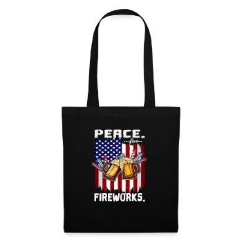 Happy 4th Of July Peace Love Fireworks USA Flag - Stoffbeutel - Schwarz - Vorne