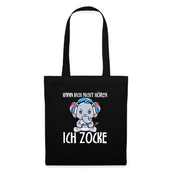 Kann Dich Nicht Hören Ich Zocke Gamer Elefant - Stoffbeutel - Schwarz - Vorne